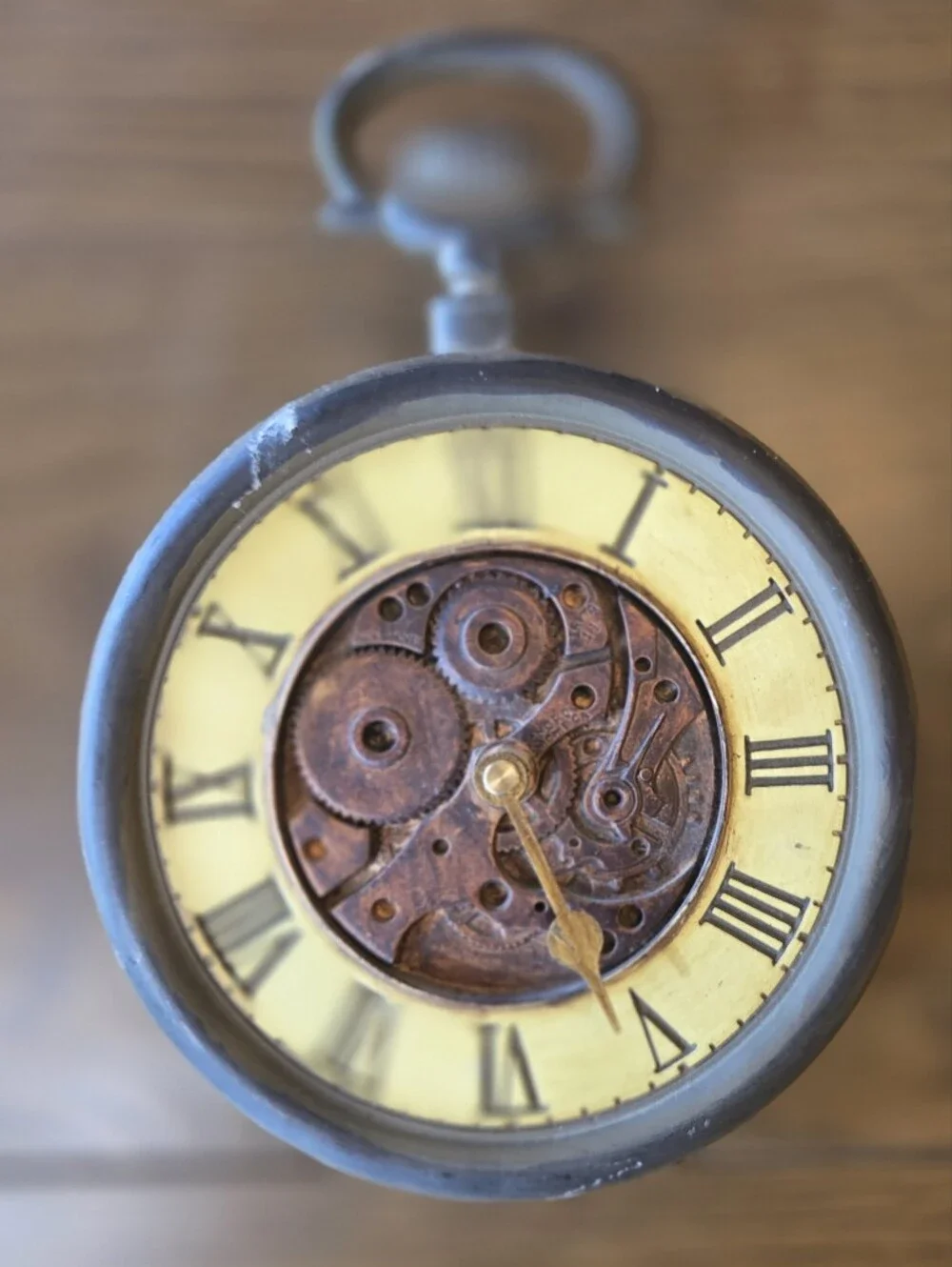 Vintage-Style Wall Clock in Yellow and Bronze - Unbranded
